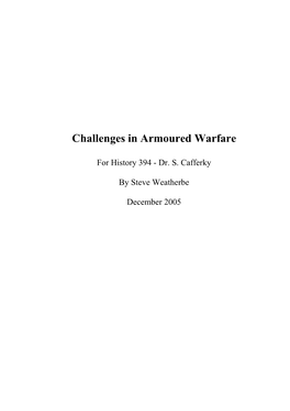 Challenges in Armoured Warfare