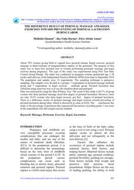 The Difference Result of Perineal Massage and Kegel Exercises Toward Preventing of Perineal Laceration During Labor