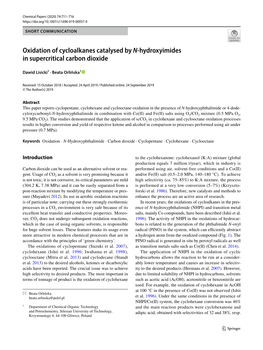 Oxidation of Cycloalkanes Catalysed by N-Hydroxyimides in Supercritical Carbon Dioxide