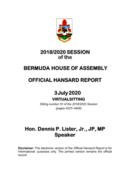 Official Hansard Report