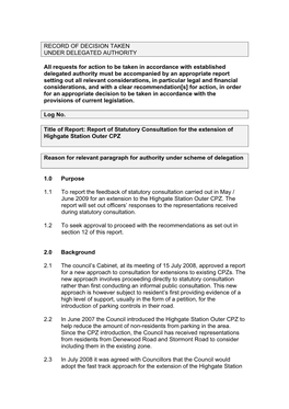 View Delegated Report for Statutory Consultation for Extension Of