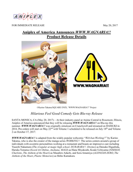 Aniplex of America Announces Product Release Details
