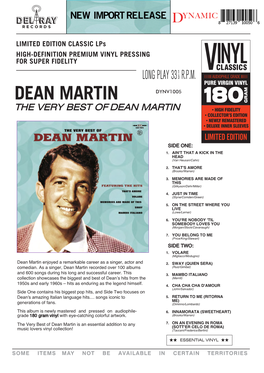 Dean Martin Dynv1005 the Very Best of Dean Martin