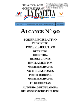 ALCANCE DIGITAL N° 90 a LA GACETA N° 78 De La