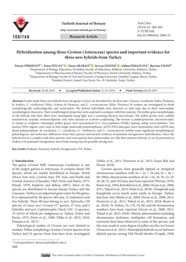 Hybridization Among Three Cirsium (Asteraceae) Species and Important Evidence for Three New Hybrids from Turkey