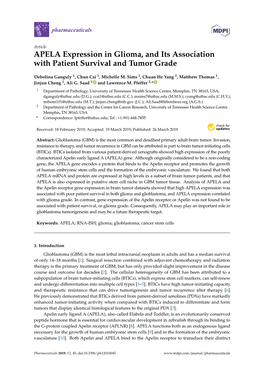 APELA Expression in Glioma, and Its Association with Patient Survival and Tumor Grade