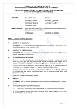 Shavington-Cum-Gresty Parish Council Held on 6 May 2021