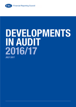 Developments in Audit 2016/17