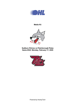 Media Kit Sudbury Wolves Vs Peterborough Petes Game #542