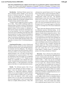 SPECTRAL PROPERTIES of CARBONATES in the 2.0-2.5 Μm REGION: IMPLICATIONS for MARS