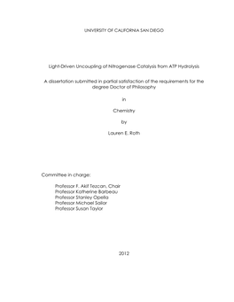 Light-Driven Uncoupling of Nitrogenase Catalysis from ATP Hydrolysis