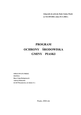 Program Ochrony Środowiska Gminy Piaski