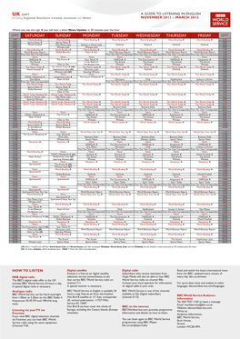 Uk GMT a Guide to Listening in English Including England, Northern Ireland, Scotland and Wales November 2011 – March 2012