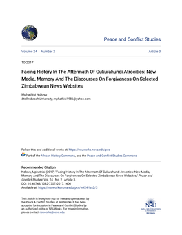 Facing History in the Aftermath of Gukurahundi Atrocities: New Media, Memory and the Discourses on Forgiveness on Selected Zimbabwean News Websites