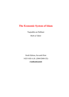 The Economic System of Islam