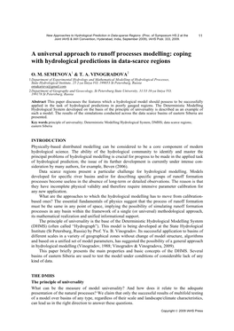 A Universal Approach to Runoff Processes Modelling: Coping with Hydrological Predictions in Data-Scarce Regions