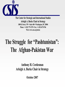 “Pashtunistan”: the Afghan-Pakistan War