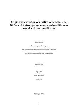 Origin and Evolution of Ureilite Vein Metal – Fe, Ni, Co and Ni­Isotope Systematics of Ureilite Vein Metal and Ureilite Silicates