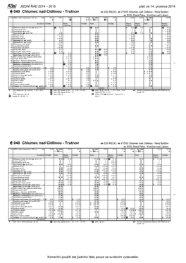 040 Chlumec Nad Cidlinou - Trutnov IDS IREDO, VYDIS Chlumec Nad Cidlinou - Nový Bydžov IDOL Stará Paka - Kunčice Nad Labem Km SŽDC, Státní Organizace / ČD, A.S