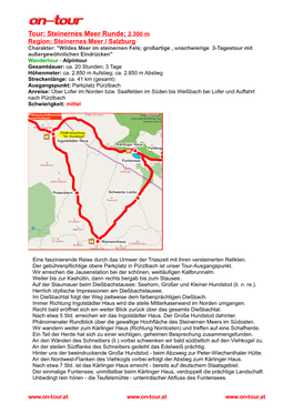 Tour: Steinernes Meer Runde; 2.300 M