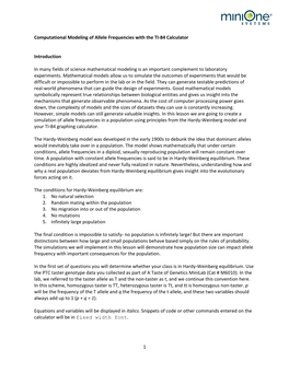 Computational Modeling of Allele Frequencies with the TI-84 Calculator