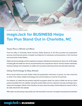 Magicjack for BUSINESS Helps Tax Plus Stand out in Charlotte, NC