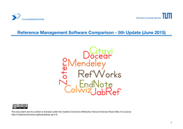 Reference Management Software Comparison - 5Th Update (June 2015)