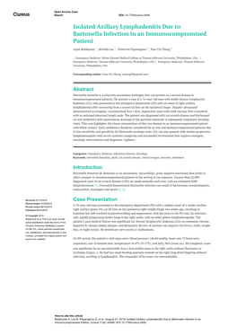 Isolated Axillary Lymphadenitis Due to Bartonella Infection in an Immunocompromised Patient