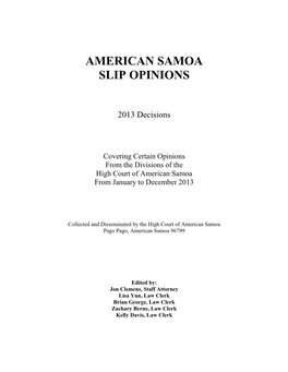 2013 American Samoa Slip Opinions