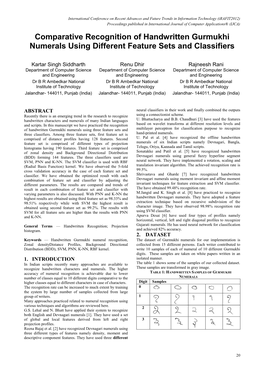 Comparative Recognition of Handwritten Gurmukhi Numerals Using Different Feature Sets and Classifiers