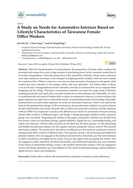 A Study on Needs for Automotive Interiors Based on Lifestyle Characteristics of Taiwanese Female Ofﬁce Workers