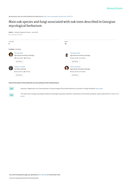 Main Oak Species and Fungi Associated with Oak Trees Described in Georgian Mycological Herbarium