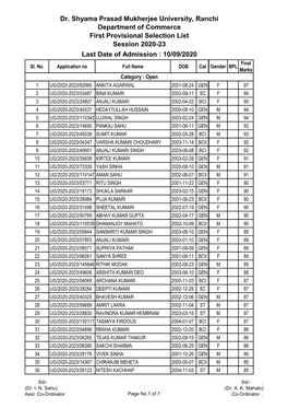 First Selection List Commerce