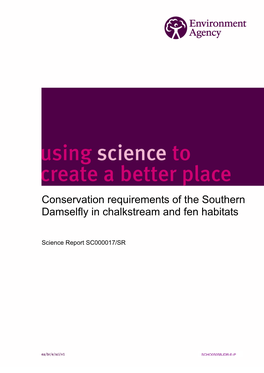 Conservation Requirements of the Southern Damselfly in Chalkstream and Fen Habitats