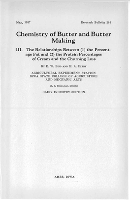 Chemistry of Butter and Butter Making