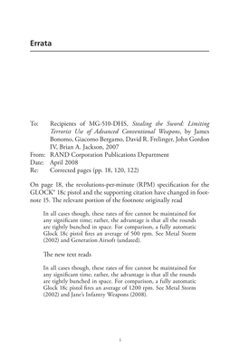 Limiting Terrorist Use of Advanced Conventional Weapons, by James Bonomo, Giacomo Bergamo, David R