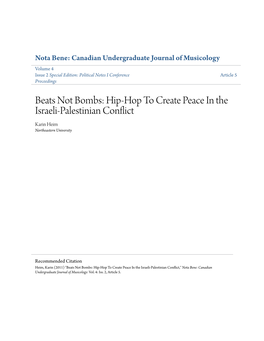 Hip-Hop to Create Peace in the Israeli-Palestinian Conflict Karin Heim Northeastern University