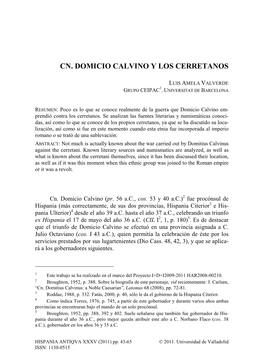 Cn. Domicio Calvino Y Los Cerretanos