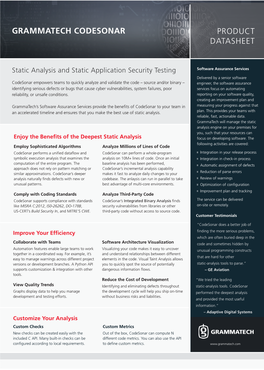 Product Datasheet Grammatech Codesonar