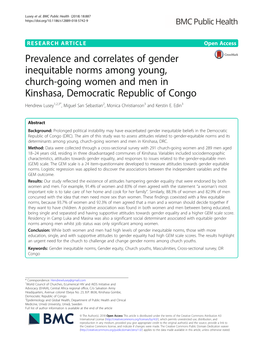 Prevalence and Correlates of Gender Inequitable Norms Among Young