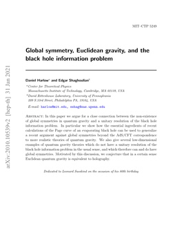 Global Symmetry, Euclidean Gravity, and the Black Hole Information Problem