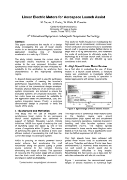 Linear Electric Motors for Aerospace Launch Assist