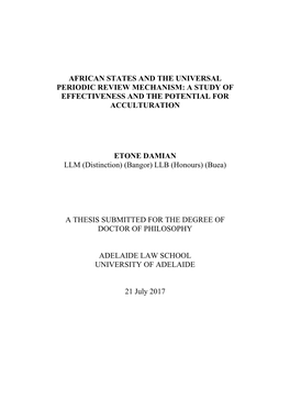 African States and the Universal Periodic Review Mechanism: a Study of Effectiveness and the Potential for Acculturation