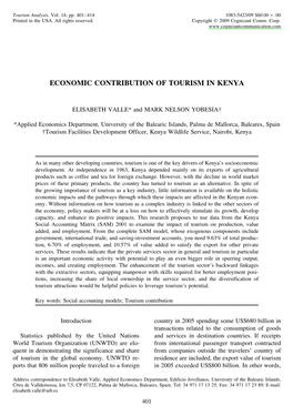 Economic Contribution of Tourism in Kenya