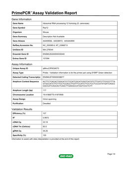 Primepcr™Assay Validation Report