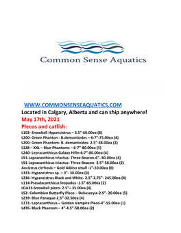 Fish List May 17Th, 2021.Pdf