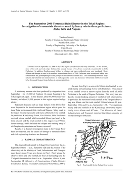 The September 2000 Torrential Rain Disaster in the Tokai Region: Investigation of a Mountain Disaster Caused by Heavy Rain in Th