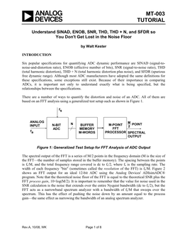 MT-003:Understand SINAD, ENOB, SNR, THD, THD + N, and SFDR So You Don't Get Lost in the Noise Floor