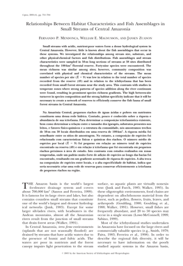 Relationships Between Habitat Characteristics and Fish Assemblages in Small Streams of Central Amazonia