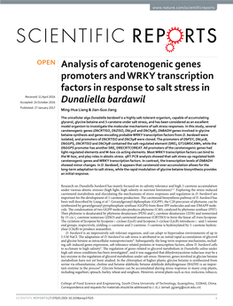 Analysis of Carotenogenic Genes Promoters and WRKY Transcription